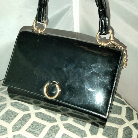 Black patent vintage Lewis box purse bag crossbody - Picture 12 of 12